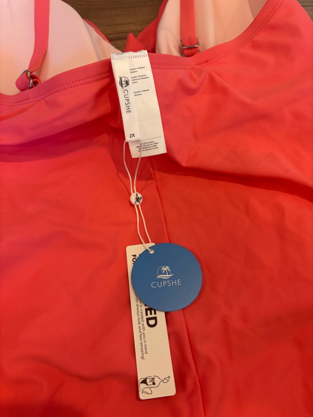 Cupshe Tummy Control One Piece Swimsuit – Orange Plus Size 2X NWT - Picture 4 of 4